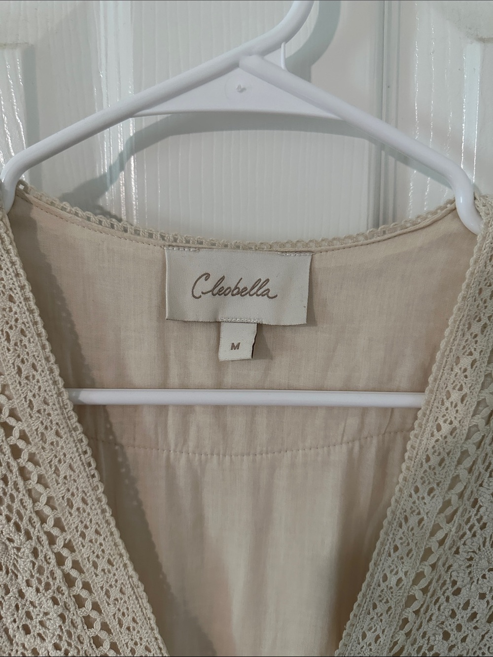 Cleobella Cream Lace-Trim Midi Dress with Puff Sleeves - Picture 2 of 4